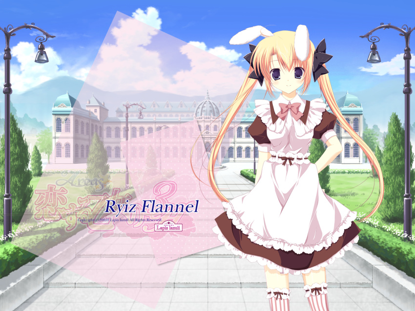 areas, blonde_hair, bunny_ears, bunnygirl, dress, miyasaka_miyu, riizu_furanneru, twintails