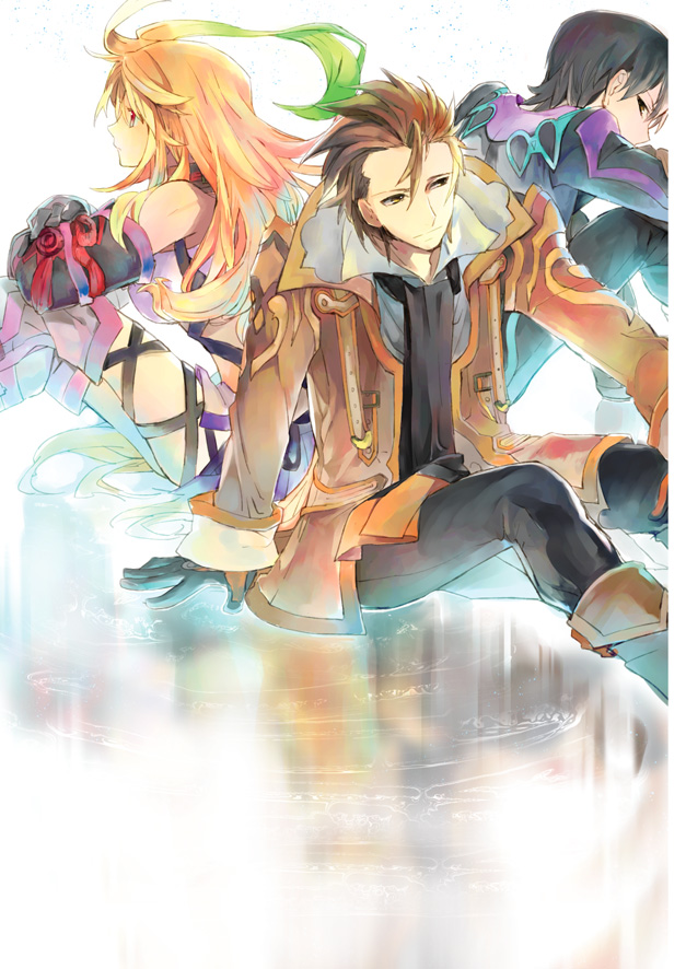 2boys, ahoge, alvin_(tales_of_xillia), black_hair, blonde_hair, boots, brown_hair, coat