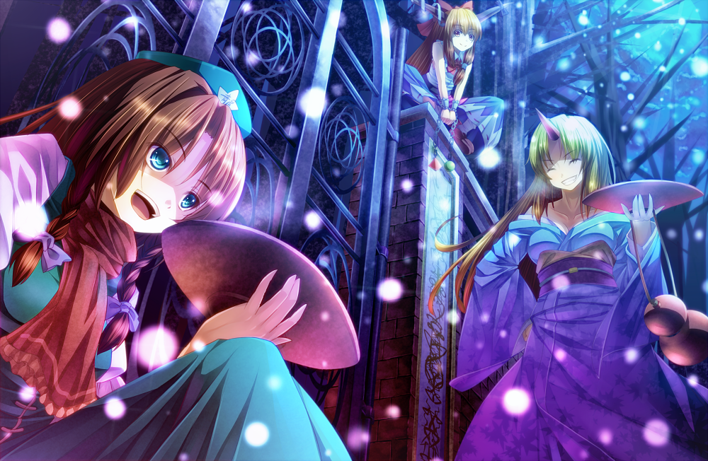 blonde_hair, blue_eyes, bow, braid, closed_eyes, dress, eyes_closed, forest