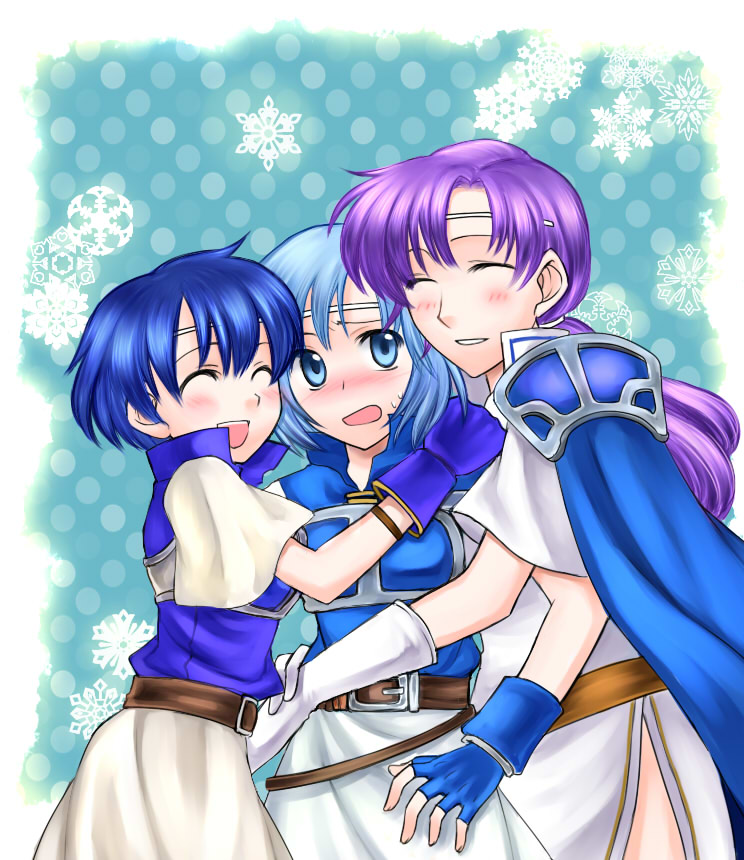 74, armor, blue_eyes, blue_hair, blush, cape, circlet, closed_eyes