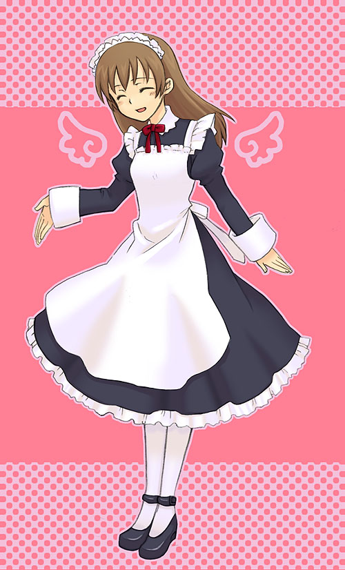 ^_^, amer, bow, brown_eyes, brown_hair, closed_eyes, eyes_closed, long_hair