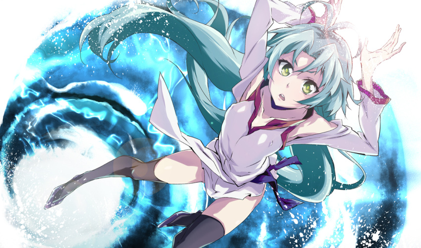 duel_monster, effect_veiler, erect_nipples, green_eyes, solo, thigh-highs, thighhighs, toru_k, yu-gi-oh!, yuu-gi-ou, yuu-gi-ou_duel_monsters