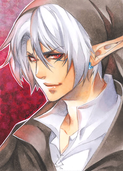bust, dark_link, earrings, hat, jewelry, male, marker_(medium), pointy_ears
