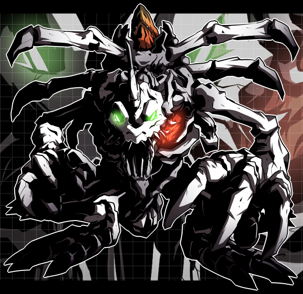 claws, digimon, evil, fangs, glowing, glowing_eyes, horn, monster