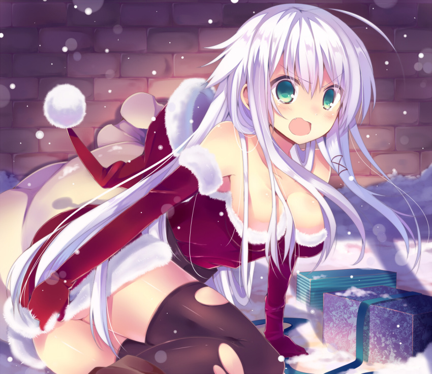 ahoge, ancer_(mishima_kurone), anceril_sacred, angry, ass, bare_shoulders, black_legwear, blush