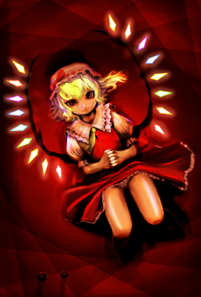 flandre_scarlet, hat, highres, meth_(artist), panties, skirt, skirt_lift, skirt_set