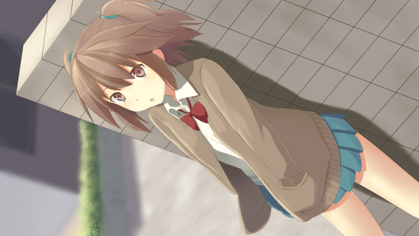 brown_hair, momo_no_kanzume, original, school_uniform, short_hair