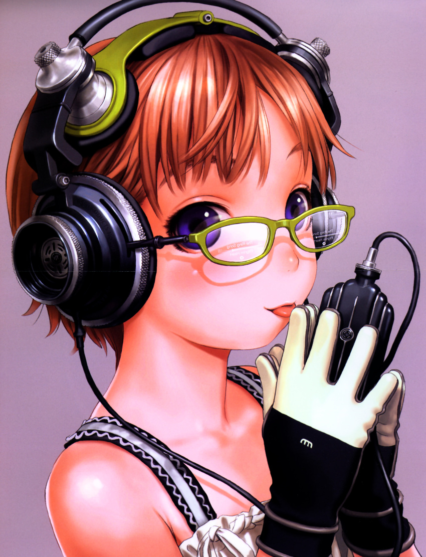 absurdres, blue_eyes, bust, cleaned, cover, cover_page, glasses, gloves