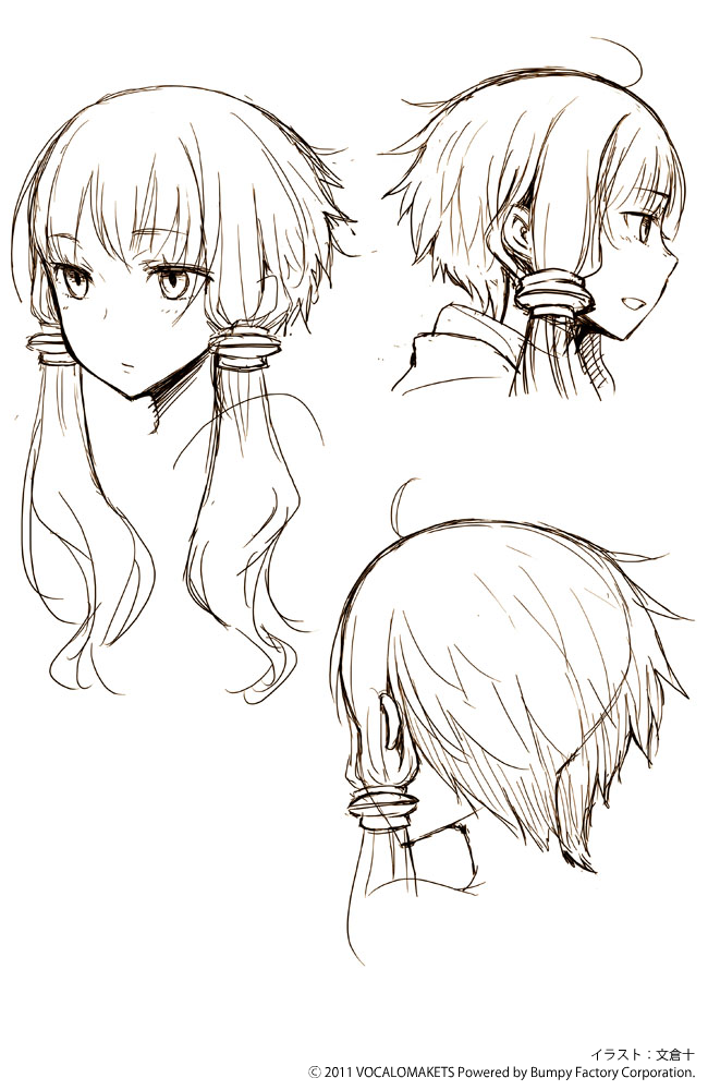 ahoge, concept_art, face, hair_tubes, monochrome, official_art, payot, portrait, short_hair, short_hair_with_long_locks, sketch, traditional_art, vocaloid, voiceroid, yuzuki_yukari