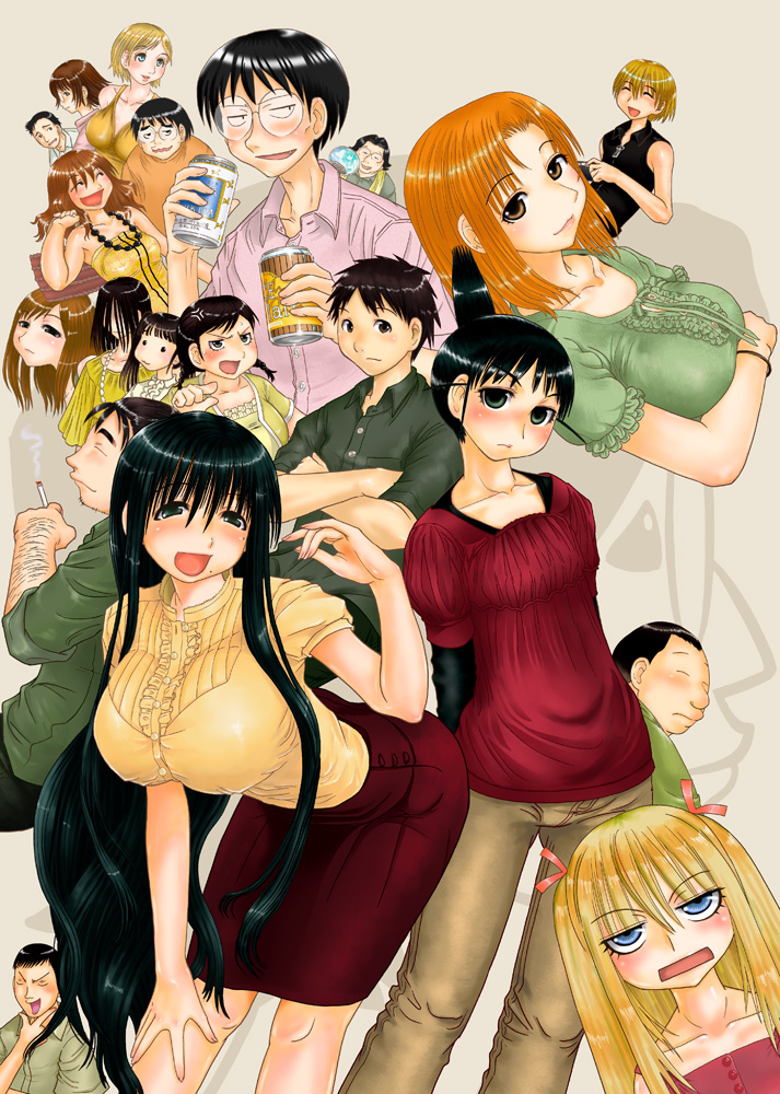 asada_naoko, beer, cigar, everyone, genshiken, haraguchi, kabaya_kousuke, kasukabe_saki, katou_(genshiken), kousaka_makoto, kuchiki_manabu, kugayama_mitsunori, kuguyama_mitsunori, madarame_harunobu, nakajima_(genshiken), nakajima_fuuko, ogiue_chika, oono_kanako, sasahara_kanji, sasahara_keiko, shodai_kaichou, soda, susanna_hopkins, takayanagi, tanaka_souichirou, yabusaki