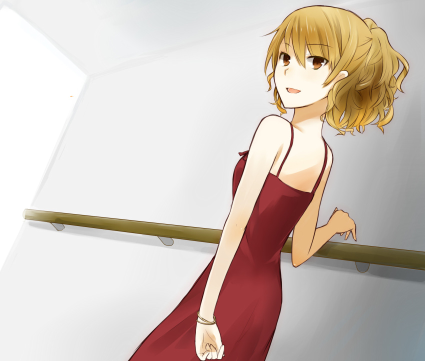 bracelet, dress, highres, jenie, jewelry, ponytail, solo, the_girl_in_the_dress