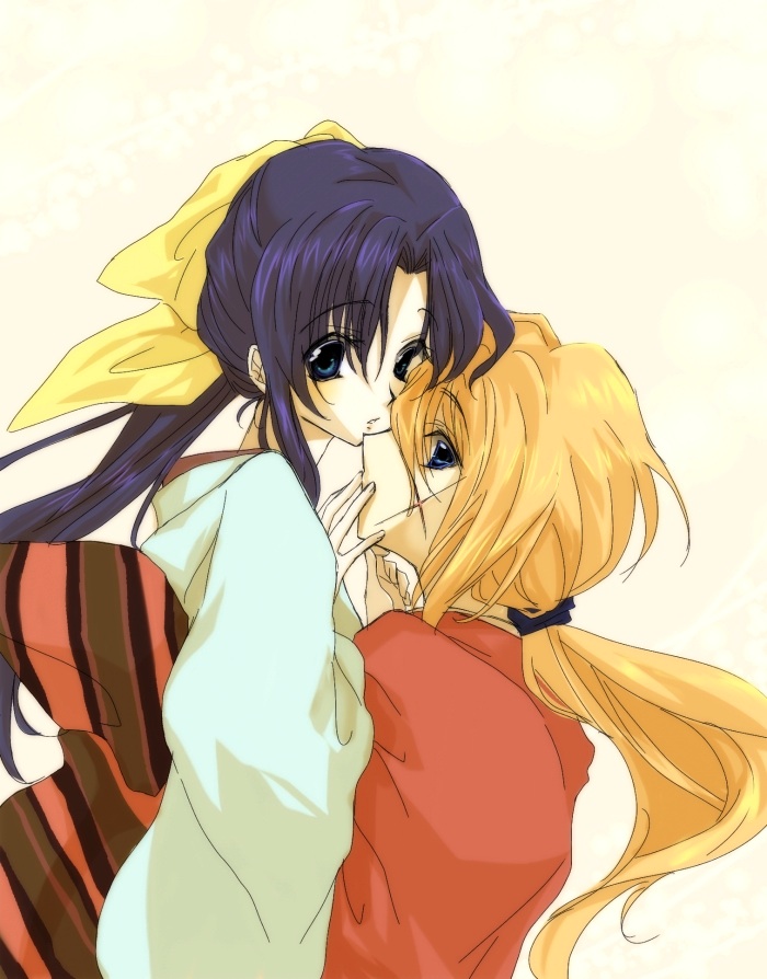bow, couple, himura_kenshin, japanese_clothes, kamiya_kaoru, kimono, long_hair, ponytail