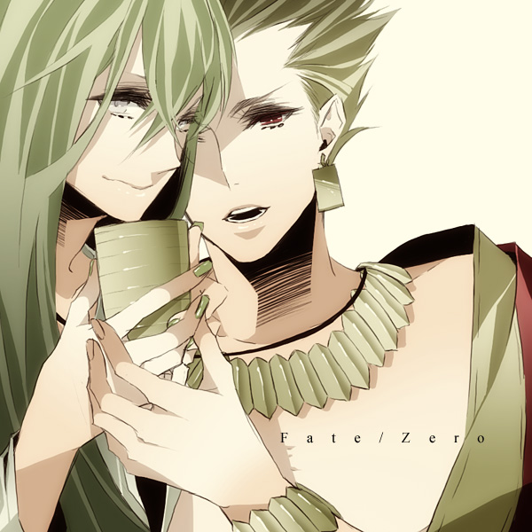 androgynous, blonde_hair, bracelet, cup, earrings, enkidu_(fate/strange_fake), fate/stay_night, fate/strange_fake