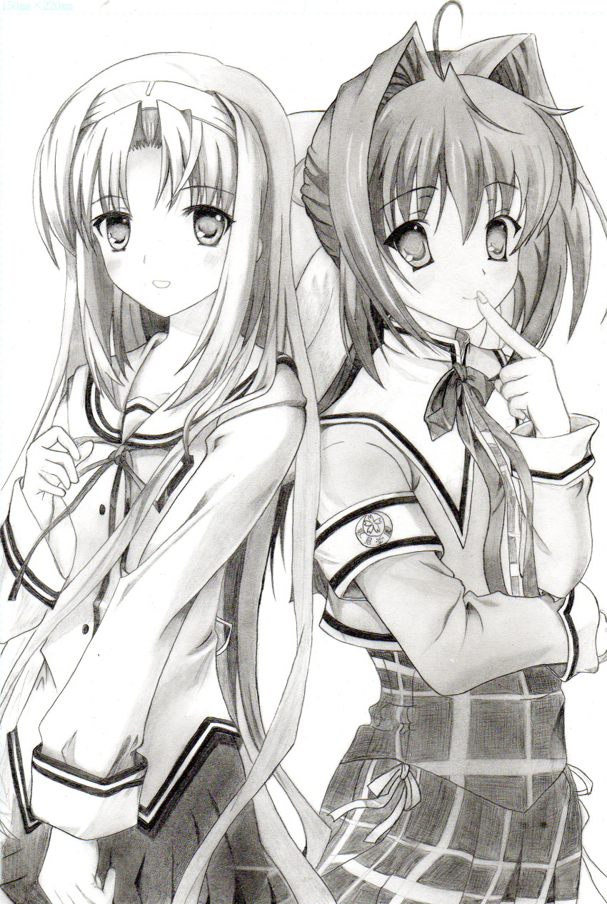 absurdres, asakura_otome, character_request, da_capo, da_capo_ii, finger_to_mouth, highres, kyrie_rason