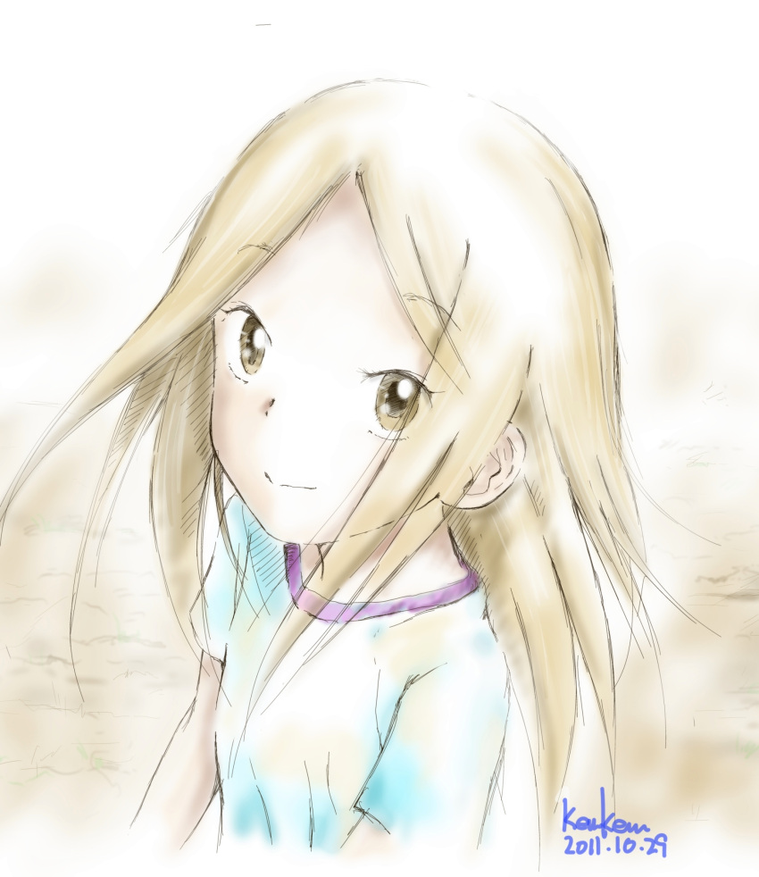 bust, child, dated, highres, kaga_rin, kem_kem, light_brown_hair, long_hair
