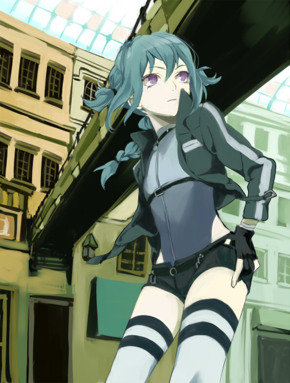 braid, coppeli, cosplay, green_hair, inazuma_eleven, inazuma_eleven_(series), jacket, long_hair