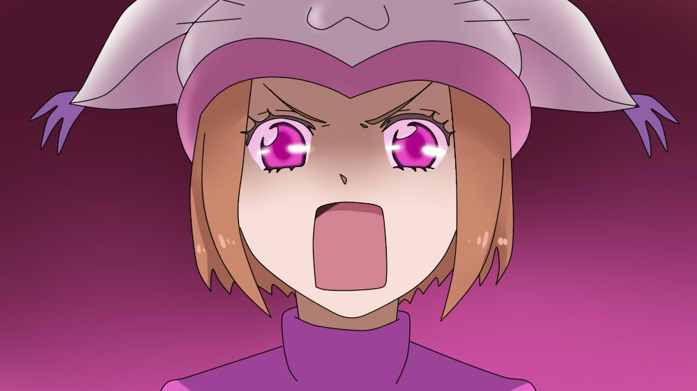 1girl, :3, :o, animal_ears, animal_hat, brown_hair, cat_ears, digimon