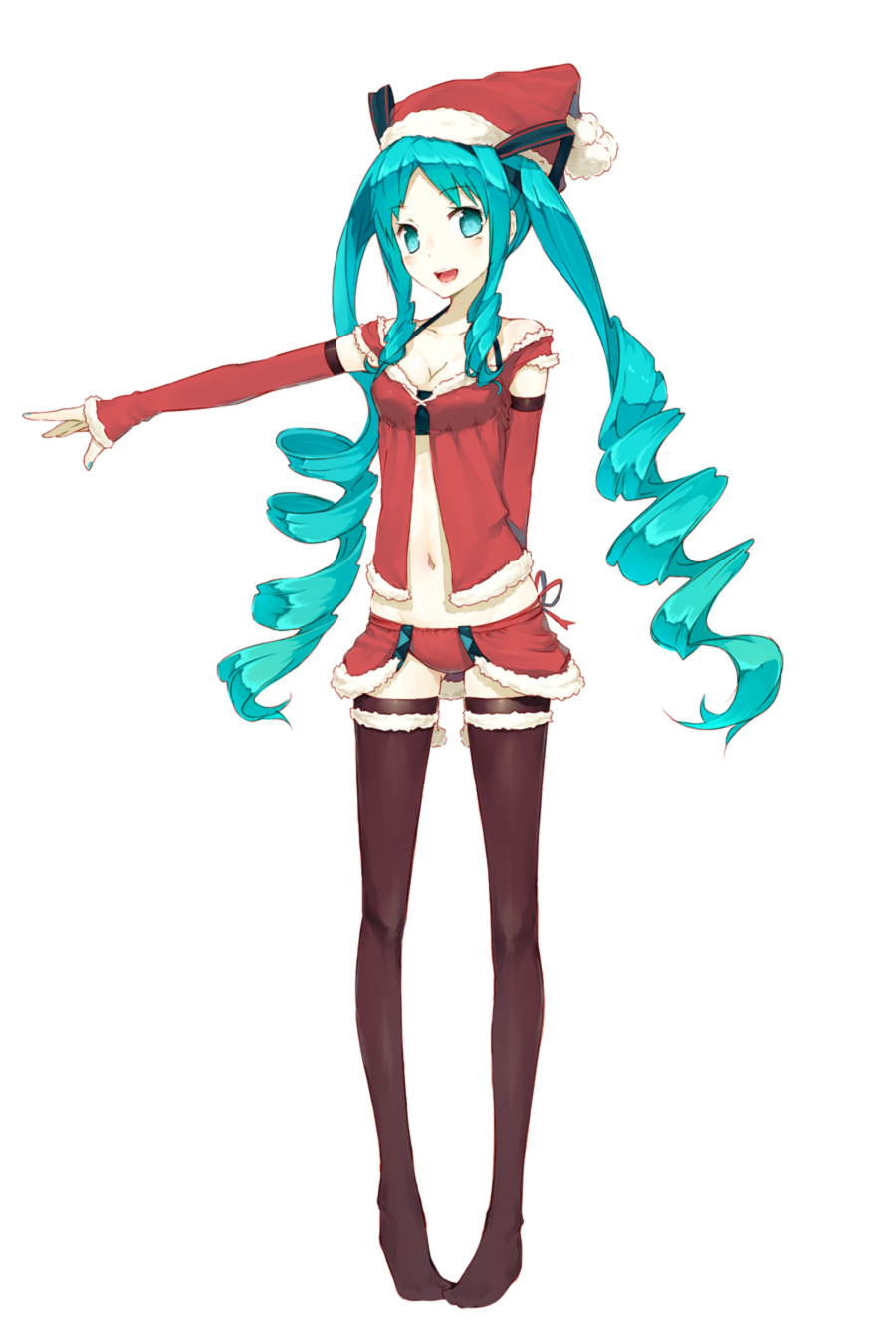 ako_(nedm), aqua_eyes, aqua_hair, detached_sleeves, drill_hair, hat, hatsune_miku, highres