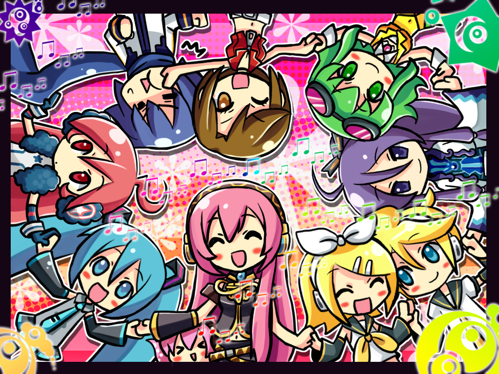 3boys, 6+girls, ^_^, ahoge, bad_id, blush_stickers, chibi, closed_eyes