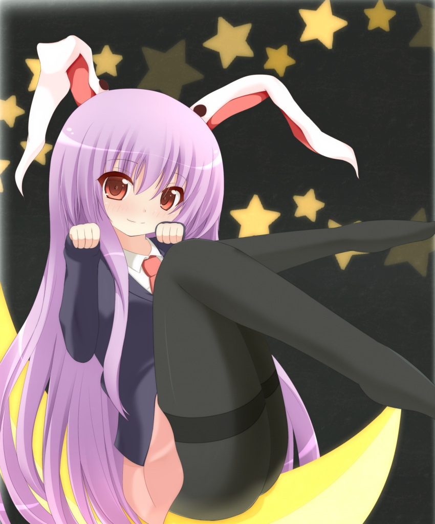 animal_ears, aoba_senkiri, black_legwear, blazer, bunny_ears, chimunge, crescent_moon, highres