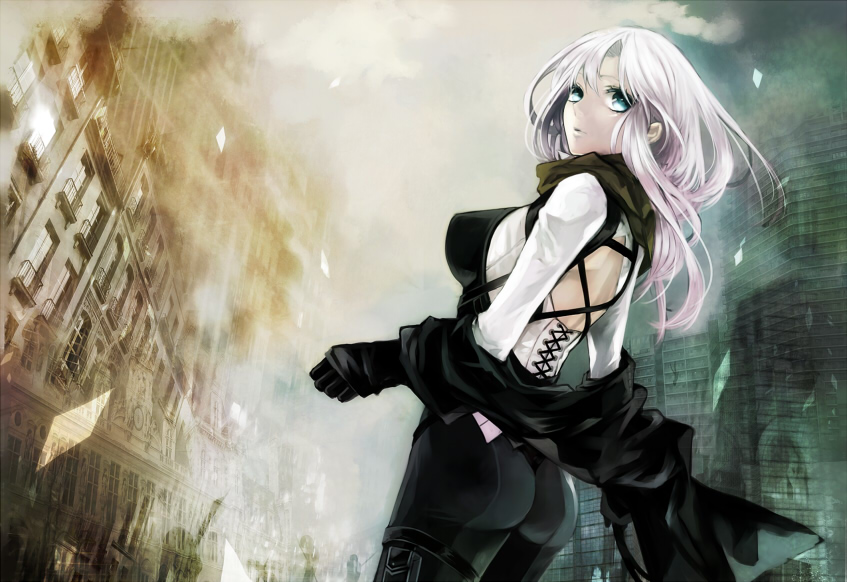 apt, aqua_eyes, ass, back, bad_id, breasts, building, coat