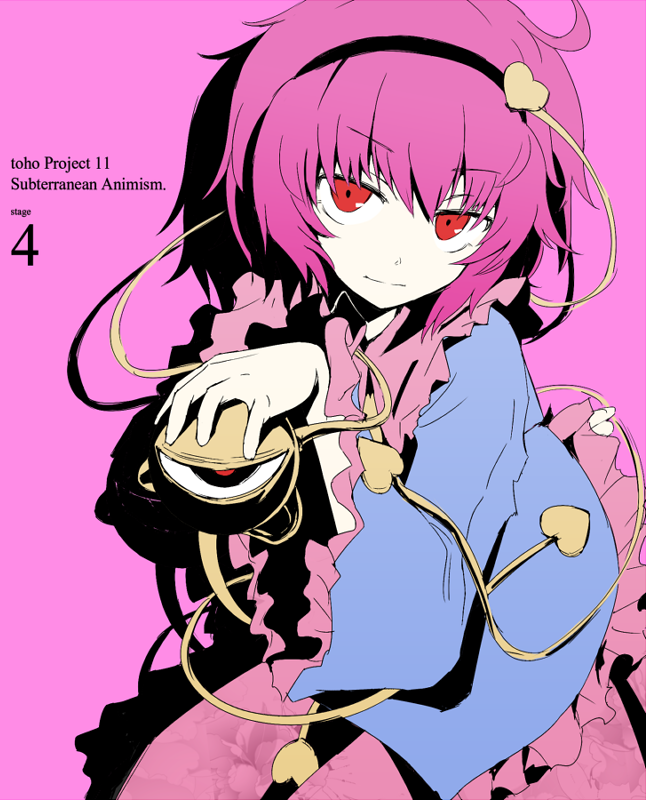 eyeball, hairband, heart, komeiji_satori, purple_eyes, red_eyes, solo, third_eye