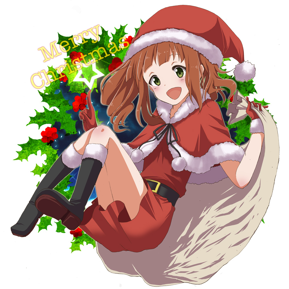 b-cat, bag, belt, boots, brown_hair, gloves, green_eyes, hat