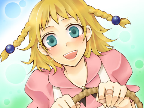 bandaid, basket, blonde_hair, blue_eyes, braid, green_eyes, harvest_moon, harvest_moon_animal_parade