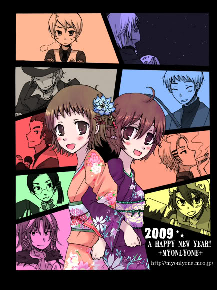 ahoge, angela_(harvest_moon), axe, bandana, calvin_(harvest_moon), chase_(harvest_moon), gill_(harvest_moon), glasses