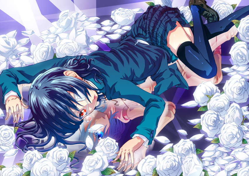 another, another_(novel), blue_eyes, doll, dual_persona, eyepatch, flower, katou_kouki
