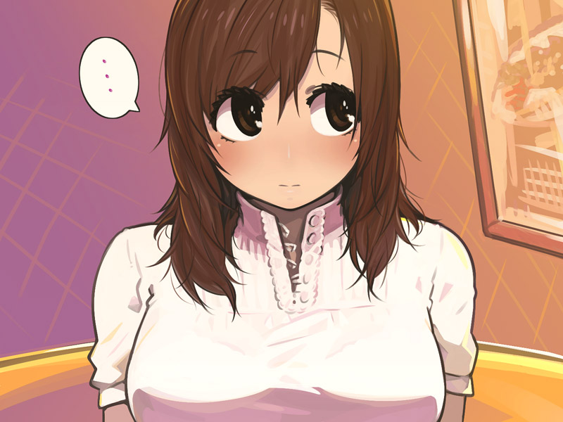 1girl, brown_hair, copyright_request, kaqo, ousama_game, solo