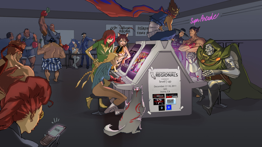 amaterasu, animal_ears, antenna_hair, arcade, arcade_cabinet, bandaid, blazblue, boxing_gloves
