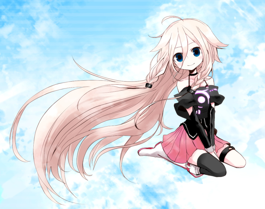 ahoge, bare_shoulders, blue_eyes, boots, ia_(vocaloid), long_hair, niboshi, pink_hair