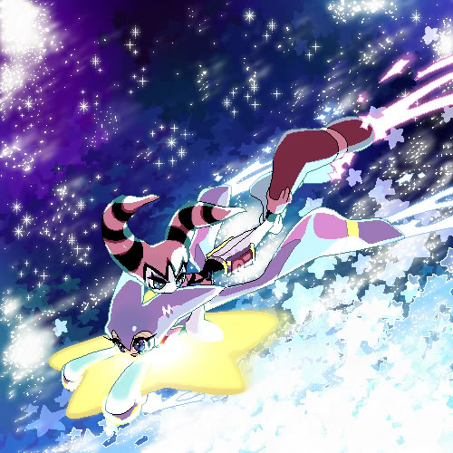 blue_eyes, flying, grabbing, jester, jester_hat, nights, nights_journey_of_dreams, reala_(nights)