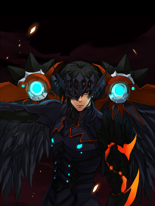 armor, black, black_background, black_hair, elsword, helmet, izgald, male