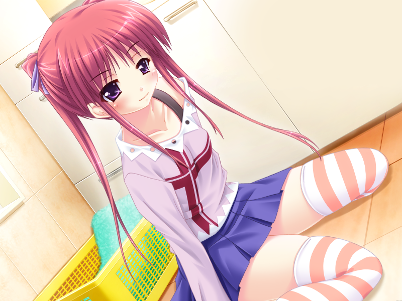 dutch_angle, game_cg, hair_ribbon, loli, pink_hair, purple_eyes, red_hair, ribbon