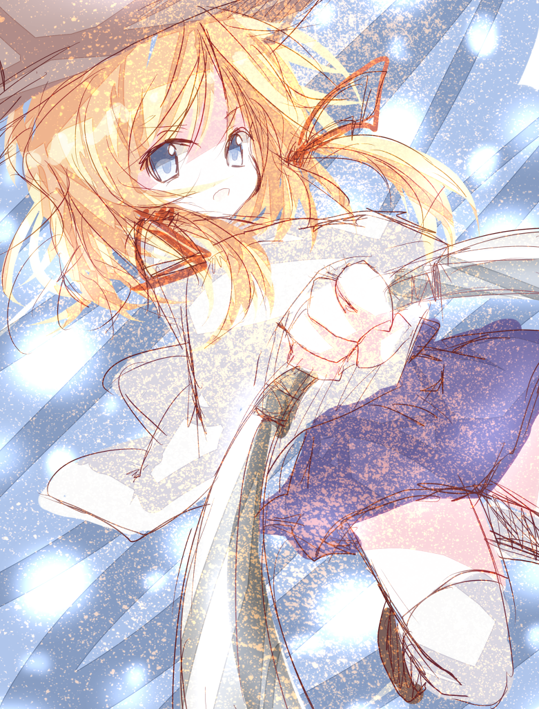 blonde_hair, blue_eyes, chakram, hat, hoop, mari_audio, moriya's_iron_rings, moriya's_iron_rings