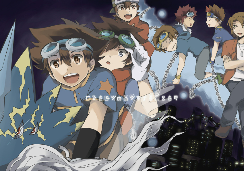 6+boys, brown_eyes, brown_hair, chain, chains, daimon_masaru, digimon, digimon_adventure