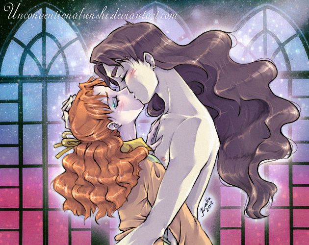 1boy, 1girl, 2012, bishoujo_senshi_sailor_moon, blush, brown_hair, closed_eyes, couple