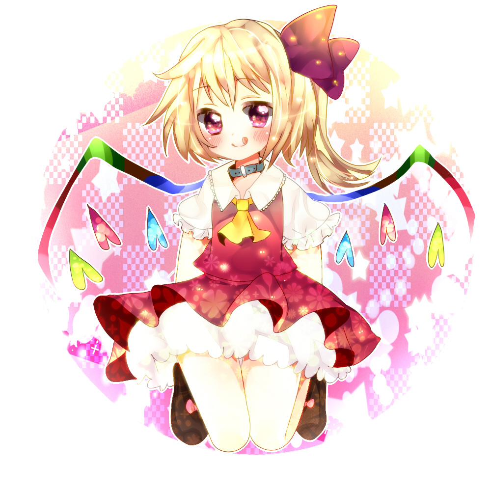 :p, :q, ascot, bad_id, blonde_hair, bloomers, blush, collar