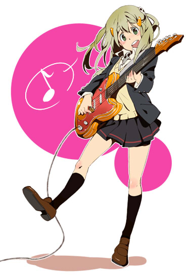 84k, guitar, hirasawa_yui, hirasawa_yui_(cosplay), instrument, k-on!, legs, maka_albarn