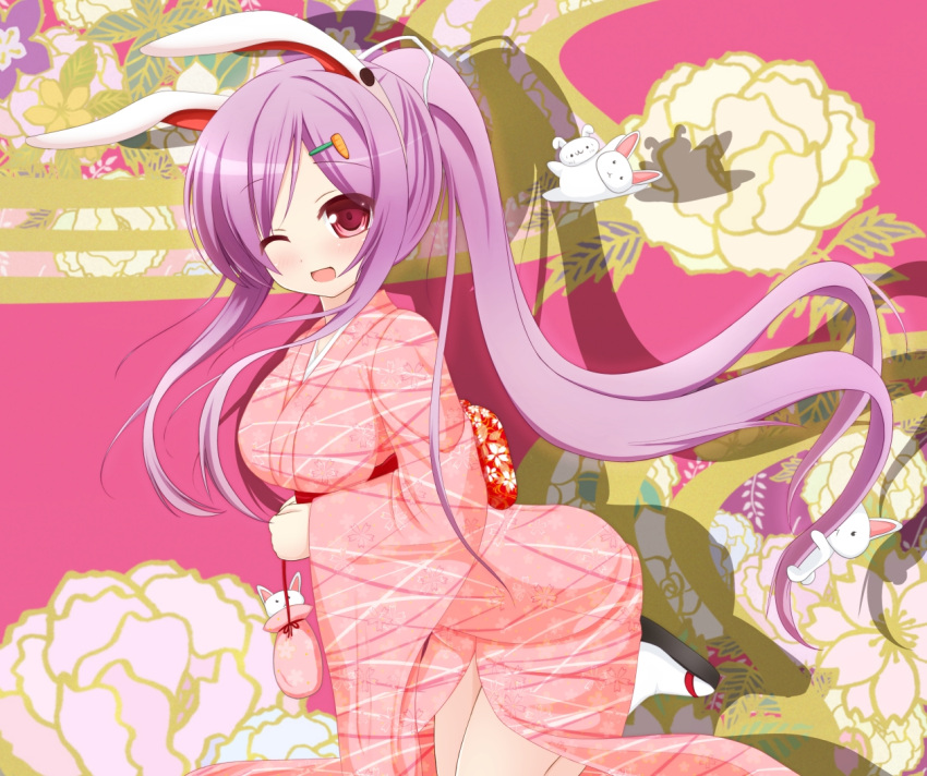 alternate_costume, alternate_hairstyle, animal_ears, aoba_senkiri, bunny, bunny_ears, chimunge, hair_ornament
