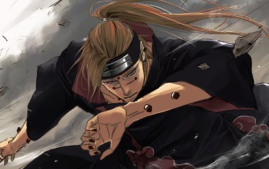 akatsuki_(naruto), chikushoudou_pain, cloak, hair_ribbon, lily_(artist), long_hair, lowres, male