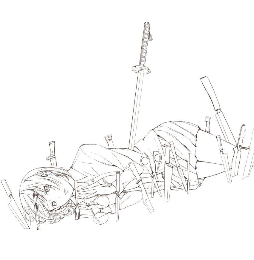 bob_cut, boxcutter, breasts, cleavage, durarara!!, fork, glasses, glasses_removed