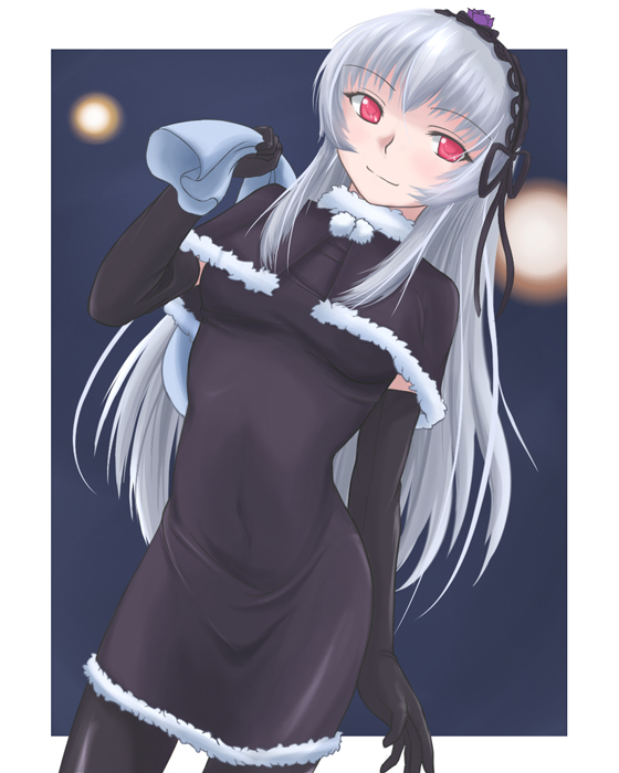 elbow_gloves, gloves, kurai_(cry), latex, latex_gloves, long_hair, pantyhose, red_eyes