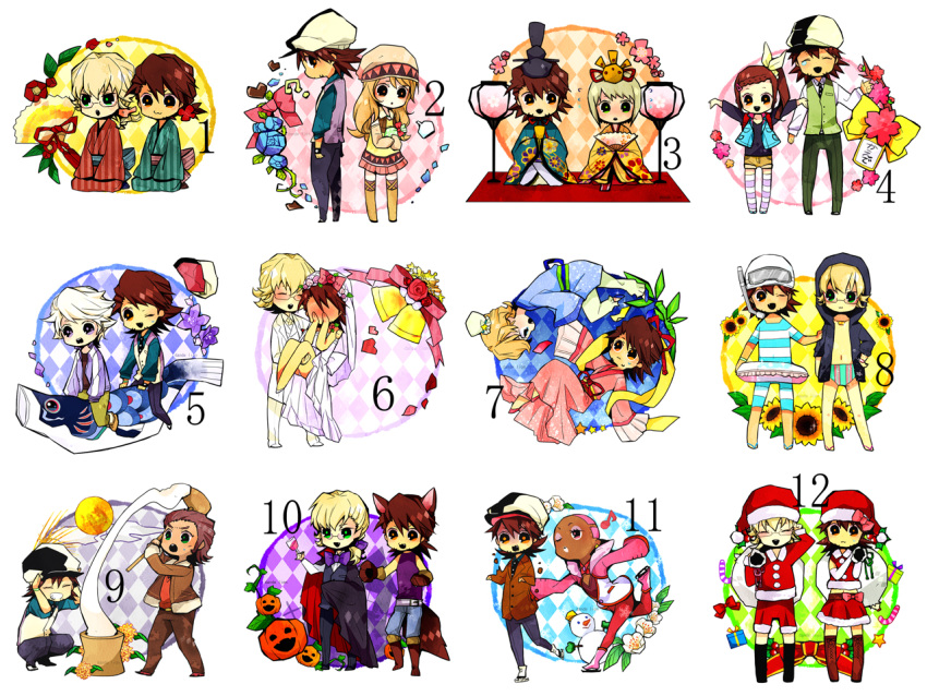 age_difference, antonio_lopez, argyle, argyle_legwear, barnaby_brooks_jr, chibi, christmas, dandel