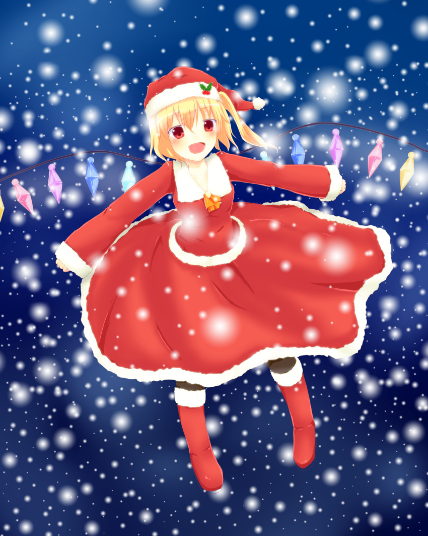 absurdres, blonde_hair, flandre_scarlet, hat, highres, koyume, open_mouth, red_eyes