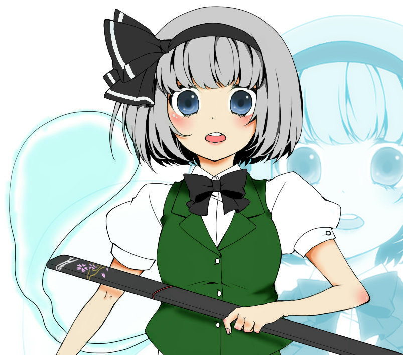 bad_id, blue_eyes, blush, bob_cut, bowtie, bust, colored, dress_shirt