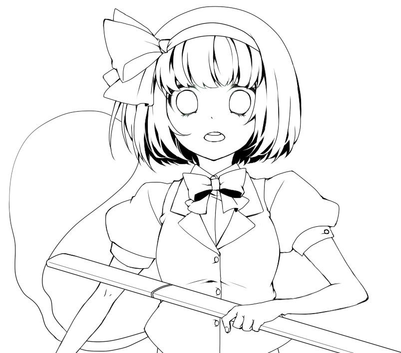 bad_id, bob_cut, bowtie, bust, dress_shirt, ghost, hairband, holding