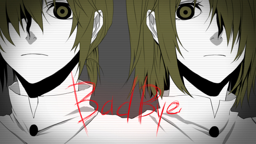 badbye_(vocaloid), blonde_hair, close, face, hair_over_one_eye, kagamine_len, kagamine_rin, rioko